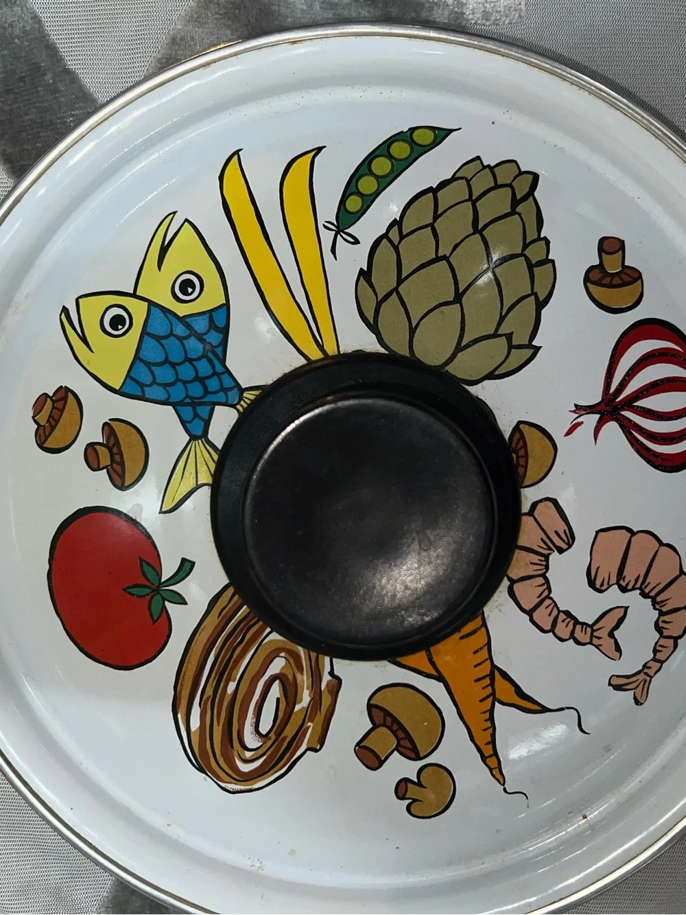 Vintage Mid-Century San Ignacio Enamelware Seafood Stock Pot with Lid
